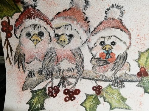 Christine M, getting ready for Christmas, watercolour.